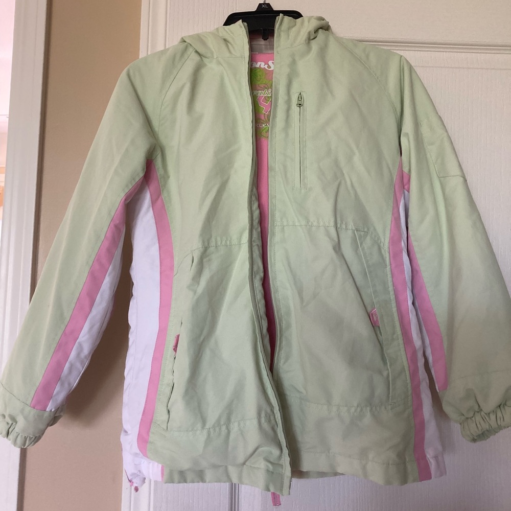 Protection System Girl’s Ski Jacket in Light Green & Pink